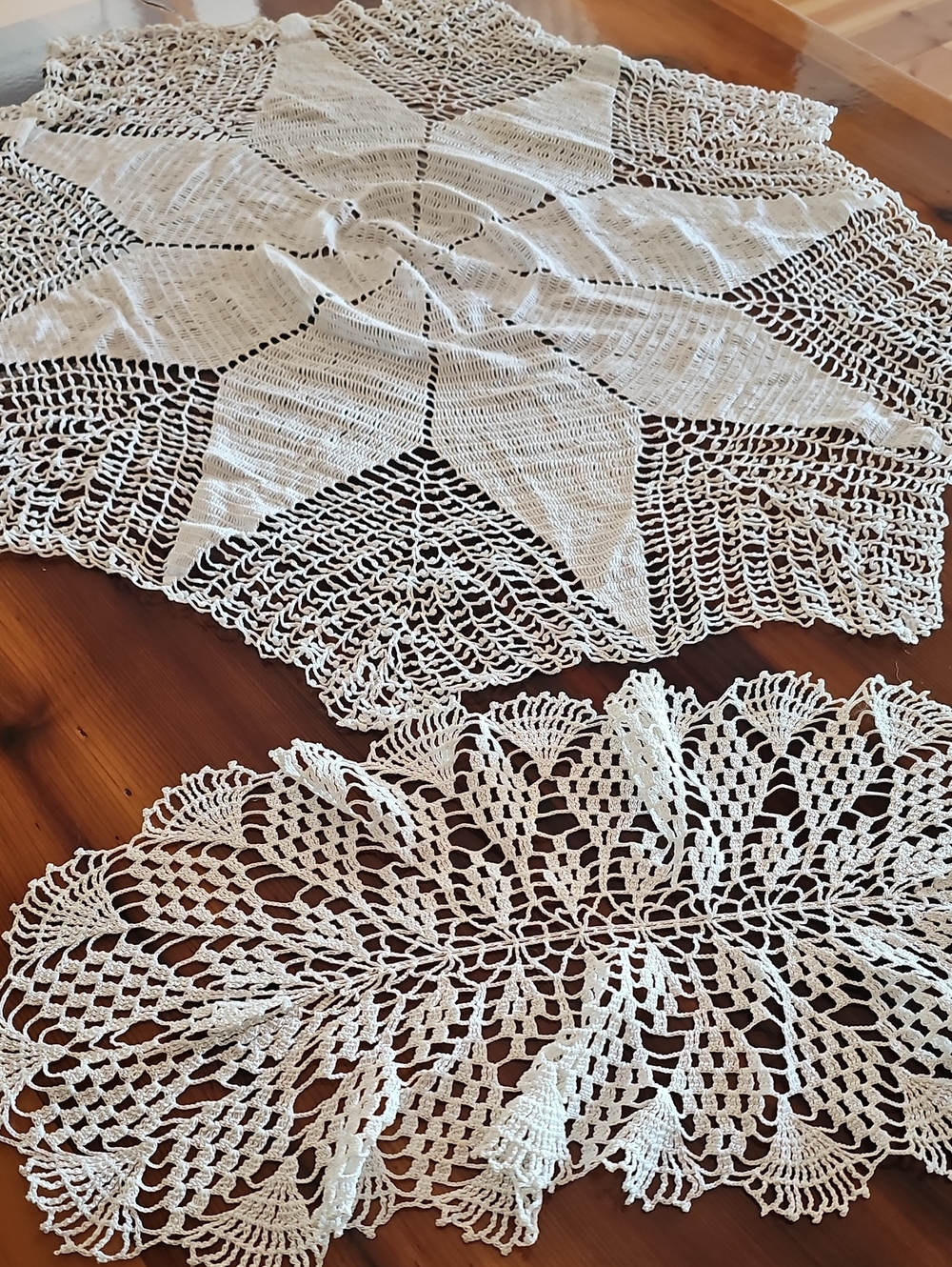 Pair Of White Crochet Doilies— Elegant Handcrafted Dining Accents